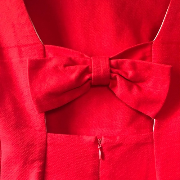 Maeve Red Bow Back Shift Dress Women’s Open Back Bow Detail Mini Short Sleeve - Picture 4 of 12